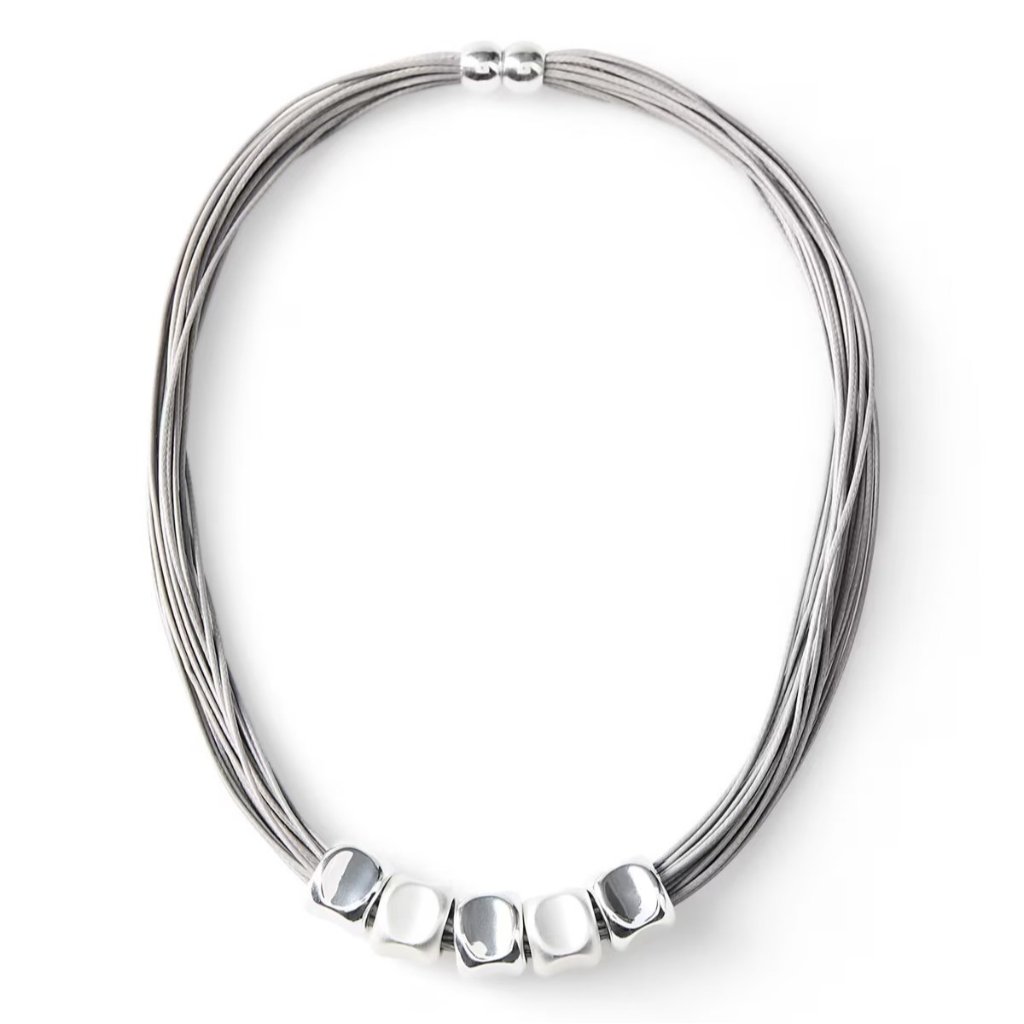 Vintage Falls Creek Silver Tone Multi Cord Necklace Magnetic Clasp 18” New